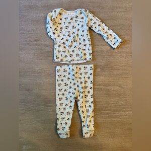 Quincy Mae Floral Baby Matching Set - Cream and Rust Ribbed Floral.